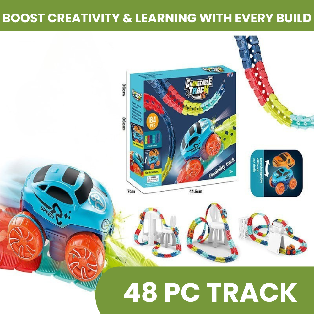 Magnetic Race Track Set for Kids with Self-Driving Car