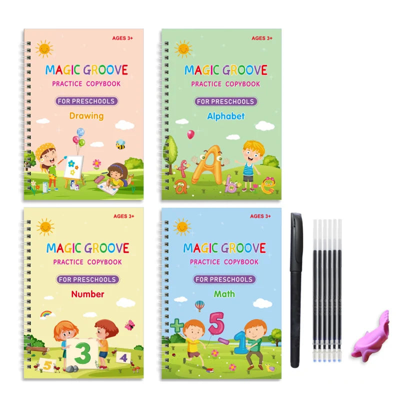 MagicGroove Reusable Tracing Book Set - 4 books included!